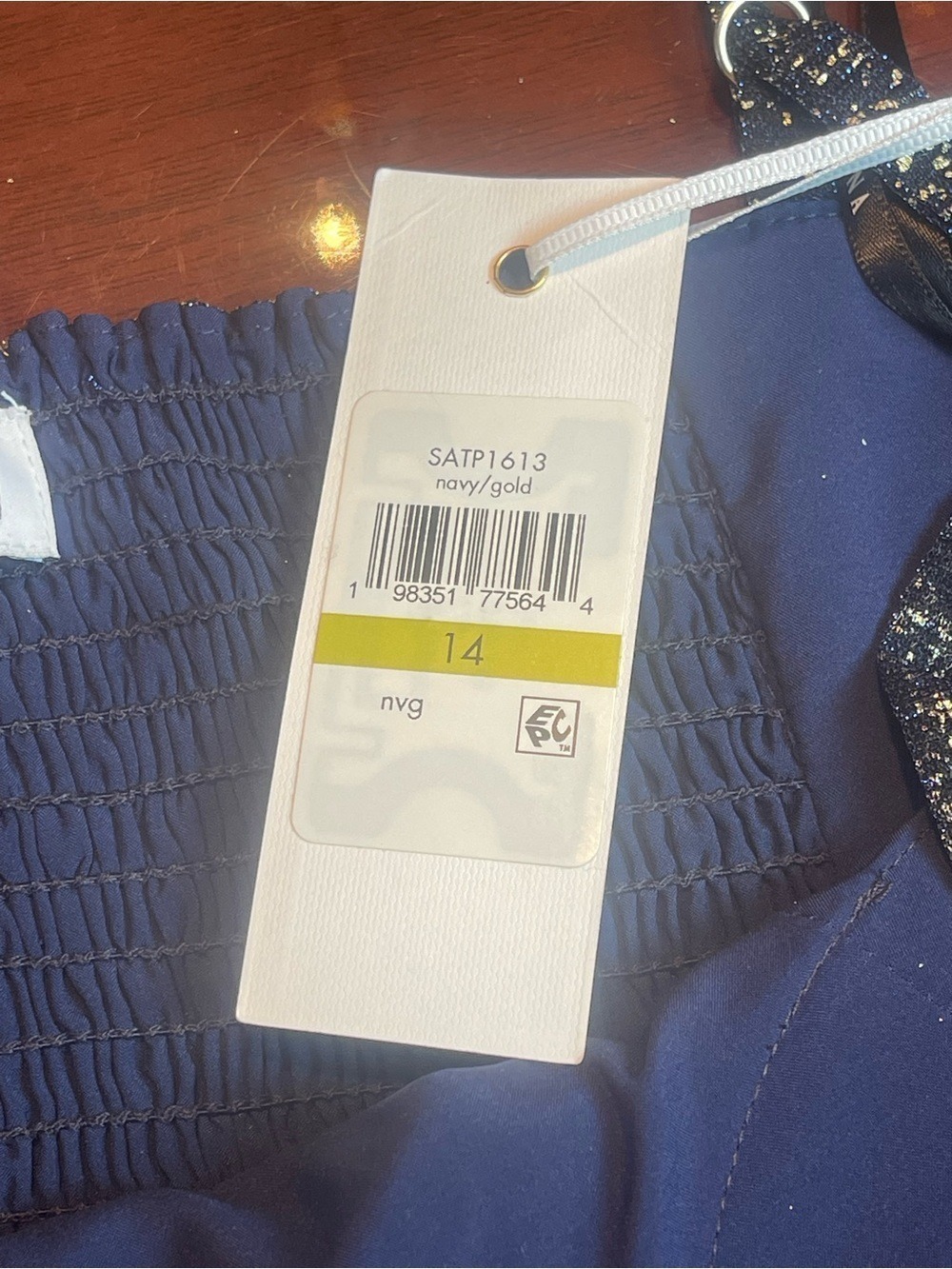 Siena Navy Gold Metallic Tiered Maxi Dress New With Tags Size 14 Shimmer Gown - Picture 9 of 17